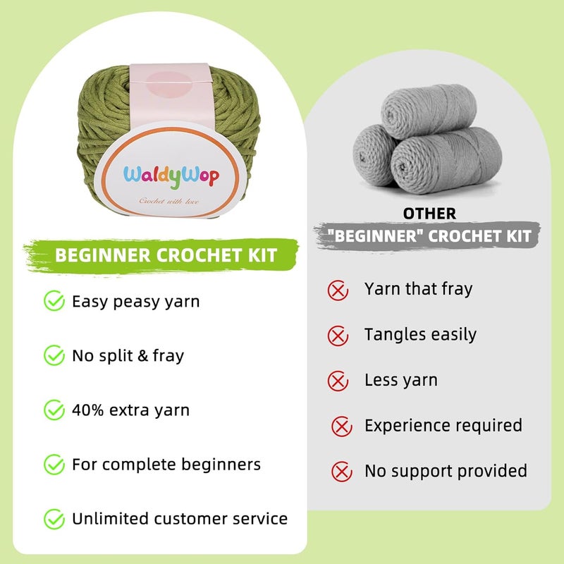 WaldyWop Crochet Kit for Beginners - 8 Flower Bookmarks Knitting Kit w/Step-by-Step Video Tutorials & Soft Yarn, Hook - Wobbles DIY Art Craft Kit for Adults, Birthday Gifts for Women Teen - Image 3